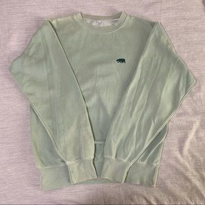 brandy melville green bear logo crewneck